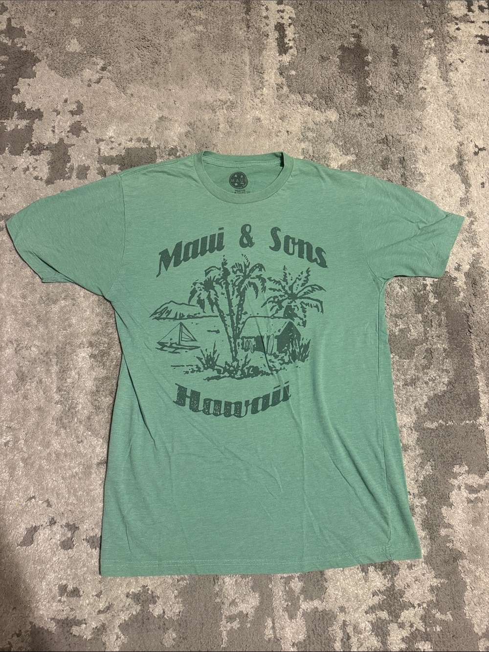 Maui and Sons Green Short-Sleeve Tee with Island Graphic